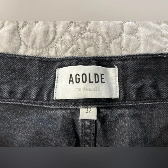 Agolde Parker Black Denim Button Fly Cutoff Shorts Size 32